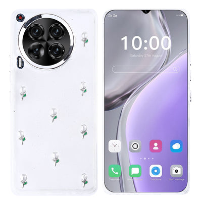 Tecno Camon 30 4G Kılıf Airbag Tasarımlı Simli Şeffaf Zore Kutup Kapak Yıldız