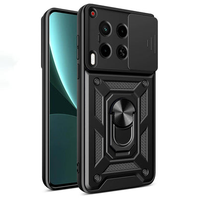 Tecno Camon 30 Kılıf Magnetik Standlı Kamera Korumalı Zore Sürgülü Vega Kapak Mavi