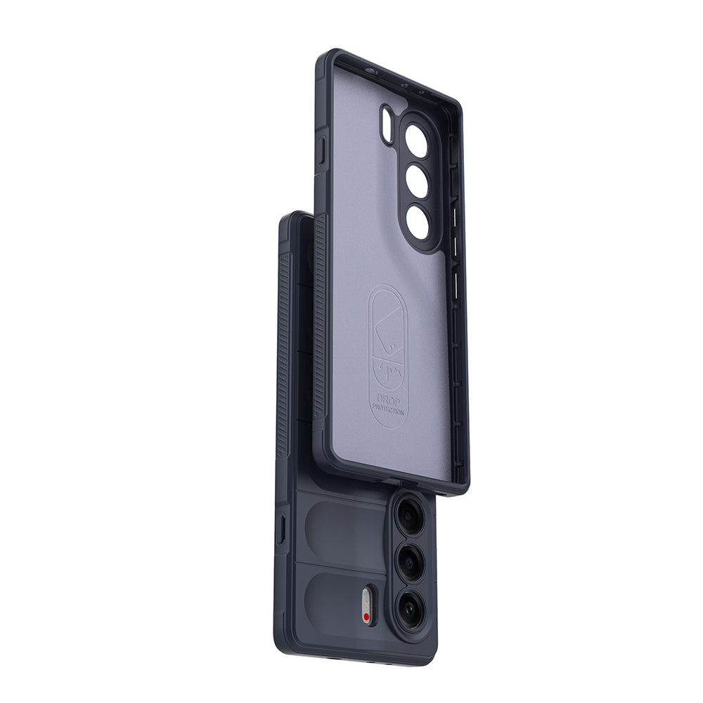 Tecno Camon 40 Pro Kılıf Esnek TPU Oyuklu Arka Yüzey Tasarımlı Zore Etnik Silikon Kapak Lacivert