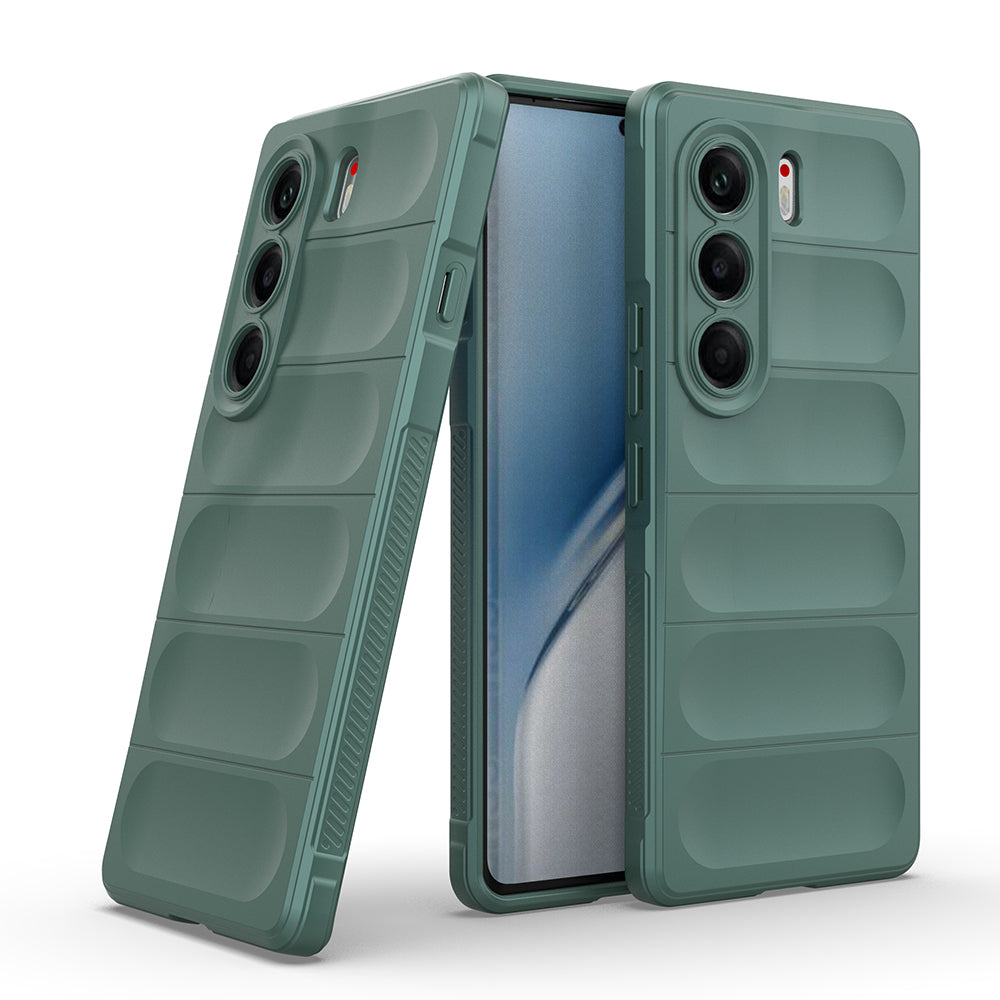 Tecno Camon 40 Pro Kılıf Esnek TPU Oyuklu Arka Yüzey Tasarımlı Zore Etnik Silikon Kapak Koyu Yeşil