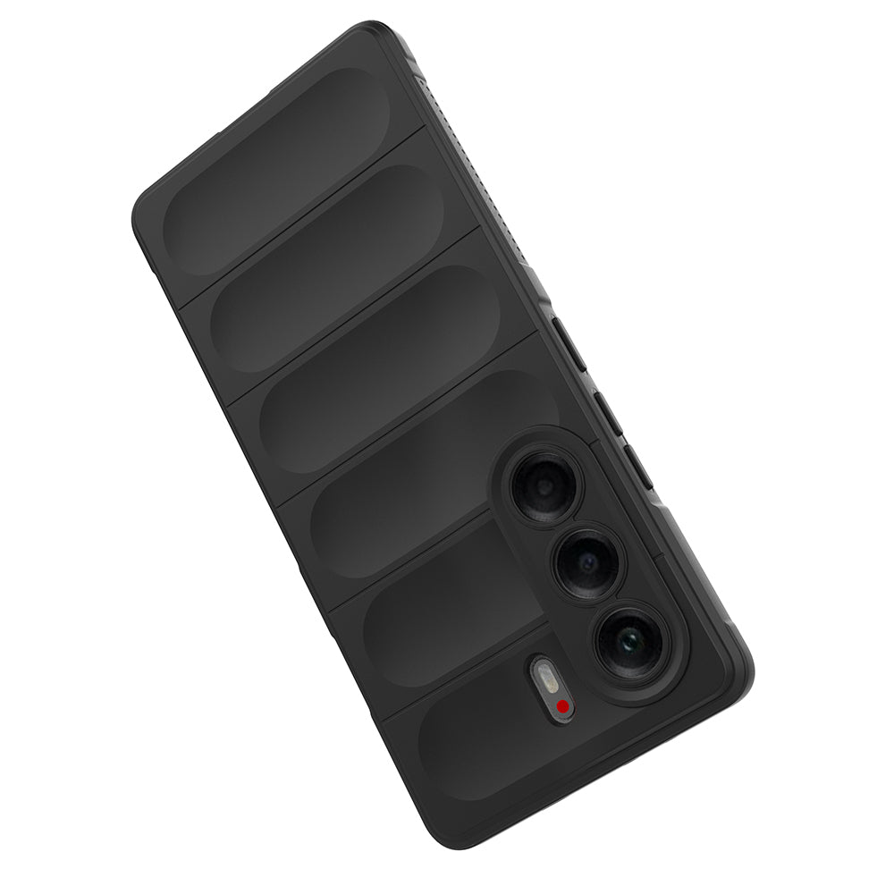 Tecno Camon 40 Pro Kılıf Esnek TPU Oyuklu Arka Yüzey Tasarımlı Zore Etnik Silikon Kapak Siyah