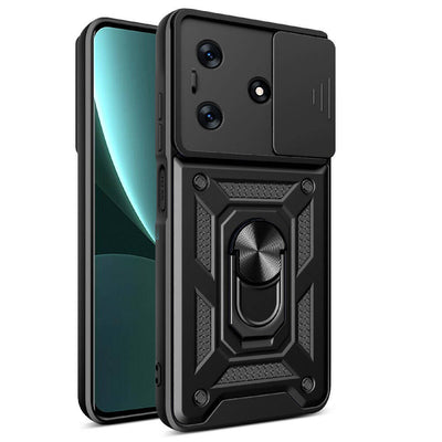 Tecno Spark 10 4G Kılıf Magnetik Standlı Kamera Korumalı Zore Sürgülü Vega Kapak Mavi