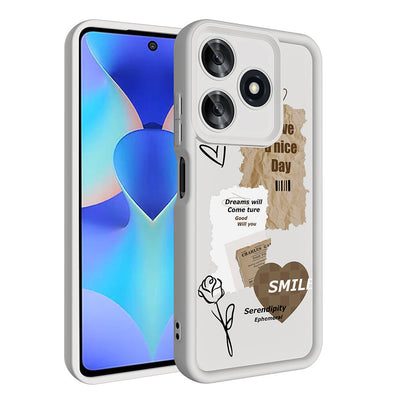 Tecno Spark 10C Kılıf Kamera Korumalı Baskılı Arka Yüzey Zore Klas Kapak Koyu Kahve