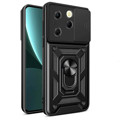 Tecno Spark 20 Pro 4G Kılıf Magnetik Standlı Kamera Korumalı Zore Sürgülü Vega Kapak Siyah