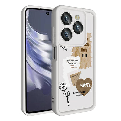 Tecno Spark 20 Pro 5G Kılıf Kamera Korumalı Baskılı Arka Yüzey Zore Klas Kapak Beyaz