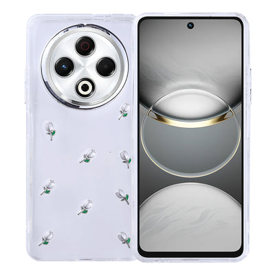 Tecno Spark 30 4G Kılıf Airbag Tasarımlı Simli Şeffaf Zore Kutup Kapak Lale