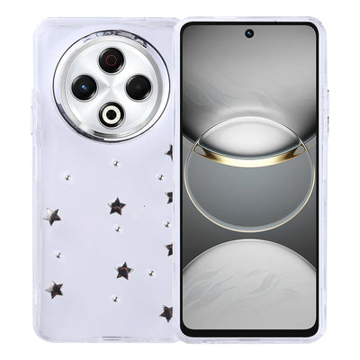 Tecno Spark 30 4G Kılıf Airbag Tasarımlı Simli Şeffaf Zore Kutup Kapak Yıldız