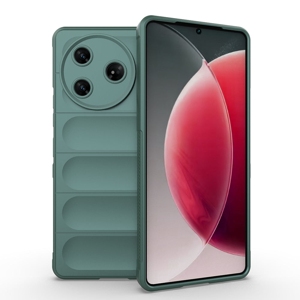Tecno Spark 30 Pro Kılıf Esnek TPU Oyuklu Arka Yüzey Tasarımlı Zore Etnik Silikon Kapak Koyu Yeşil