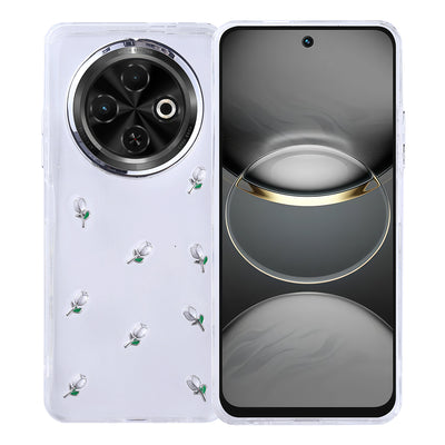 Tecno Spark 30C Kılıf Airbag Tasarımlı Simli Şeffaf Zore Kutup Kapak Lale
