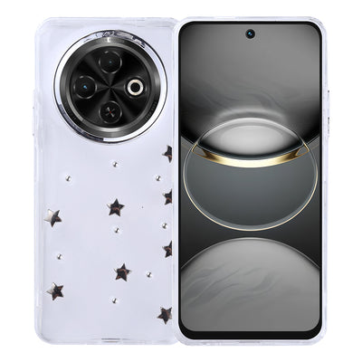 Tecno Spark 30C Kılıf Airbag Tasarımlı Simli Şeffaf Zore Kutup Kapak Yıldız