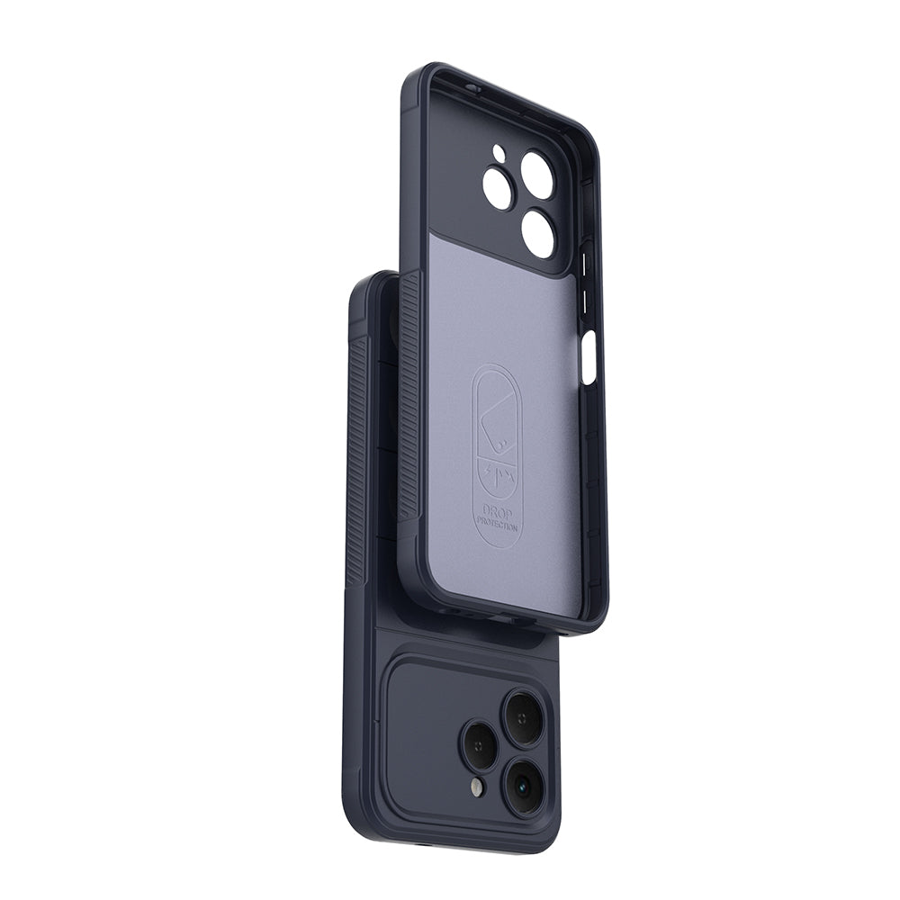 Tecno Spark 40 Kılıf Esnek TPU Oyuklu Arka Yüzey Tasarımlı Zore Etnik Silikon Kapak Lacivert