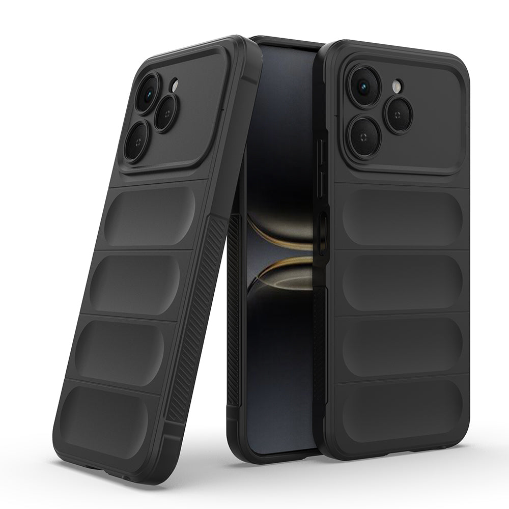 Tecno Spark 40 Kılıf Esnek TPU Oyuklu Arka Yüzey Tasarımlı Zore Etnik Silikon Kapak Siyah