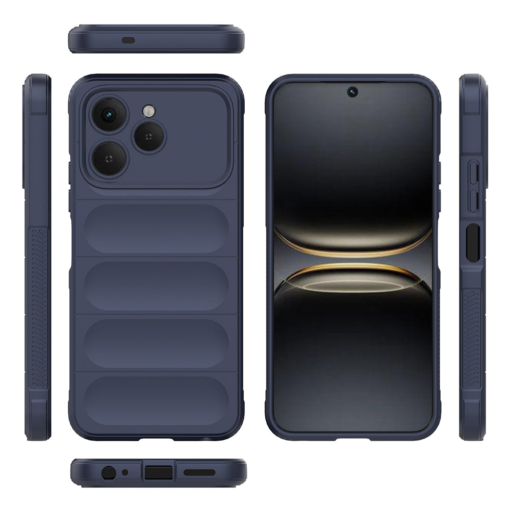 Tecno Spark 40 Kılıf Esnek TPU Oyuklu Arka Yüzey Tasarımlı Zore Etnik Silikon Kapak Lacivert