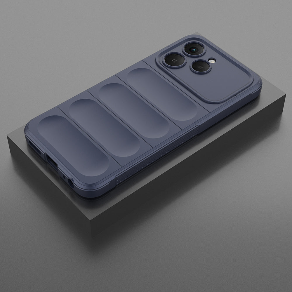 Tecno Spark 40 Kılıf Esnek TPU Oyuklu Arka Yüzey Tasarımlı Zore Etnik Silikon Kapak Lacivert