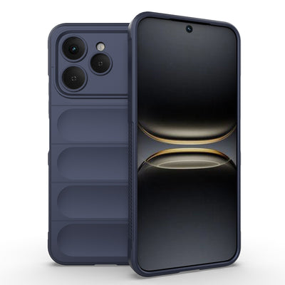 Tecno Spark 40 Kılıf Esnek TPU Oyuklu Arka Yüzey Tasarımlı Zore Etnik Silikon Kapak Lacivert