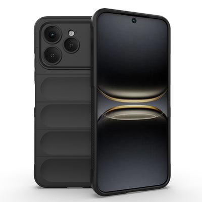 Tecno Spark 40 Kılıf Esnek TPU Oyuklu Arka Yüzey Tasarımlı Zore Etnik Silikon Kapak Siyah