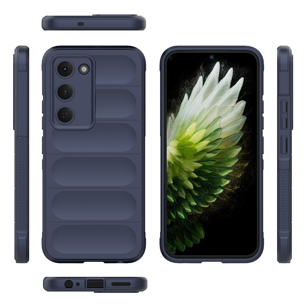 Tecno Spark 40 Pro Kılıf Esnek TPU Oyuklu Arka Yüzey Tasarımlı Zore Etnik Silikon Kapak Lacivert
