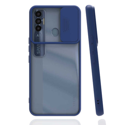 Tecno Spark 7 Pro Kılıf Zore Lensi Kapak Lacivert