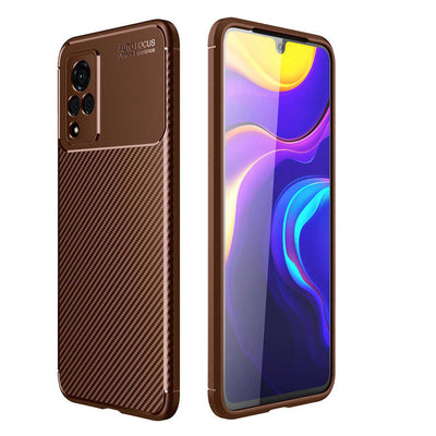 Vivo V21 Kılıf Zore Negro Silikon Kapak Kahverengi