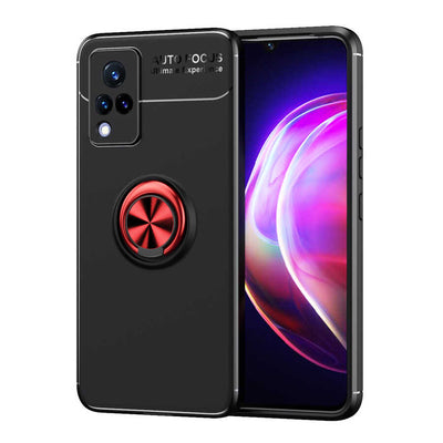 Vivo V21 Kılıf Zore Ravel Silikon Kapak Siyah-Kırmızı