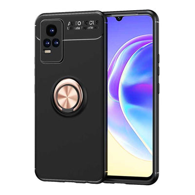 Vivo V21E Kılıf Zore Ravel Silikon Kapak Siyah-Kırmızı