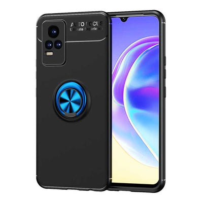 Vivo V21E Kılıf Zore Ravel Silikon Kapak Siyah-Mavi