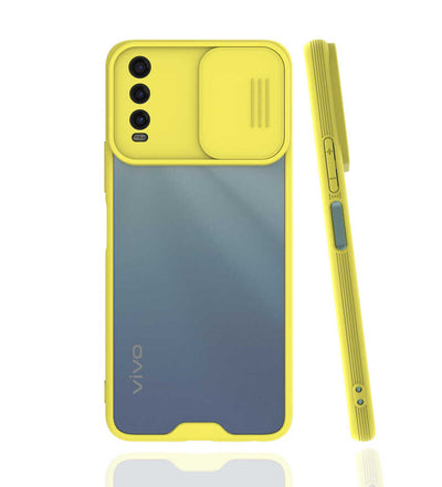 Vivo Y11S Kılıf Zore Lensi Kapak Sarı