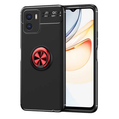 Vivo Y15S Kılıf Zore Ravel Silikon Kapak Siyah-Kırmızı
