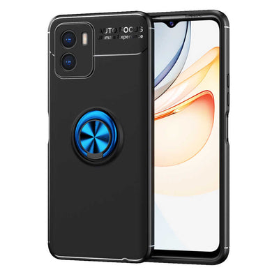 Vivo Y15S Kılıf Zore Ravel Silikon Kapak Siyah-Mavi