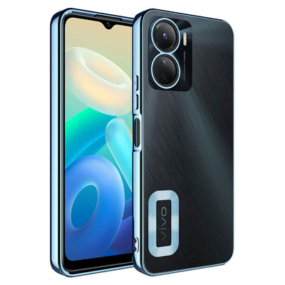 Vivo Y16 Kılıf Kamera Korumalı Logo Gösteren Zore Omega Kapak Sierra Mavi