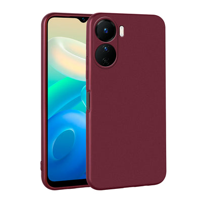 Vivo Y16 Kılıf Zore Premier Silikon Kapak Mürdüm