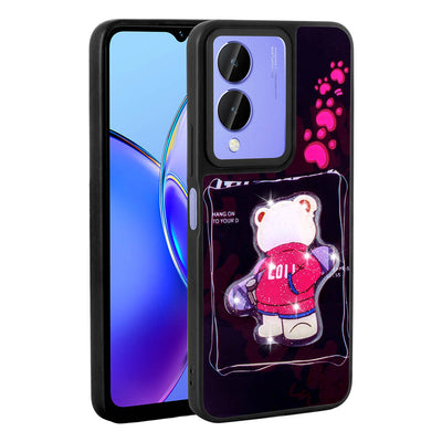 Vivo Y17S Kılıf Parlayan Kabartmalı İkonik Figürlü Zore Amas Silikon Kapak Siyah