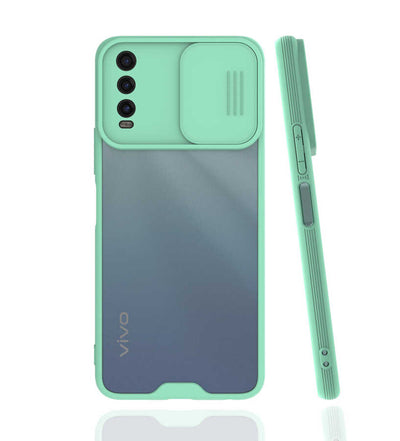 Vivo Y20 Kılıf Zore Lensi Kapak Turkuaz