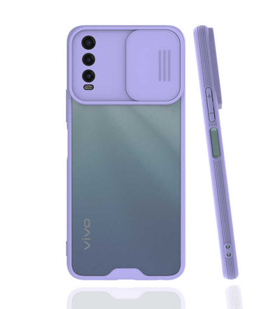 Vivo Y20 Kılıf Zore Lensi Kapak Pembe Açık