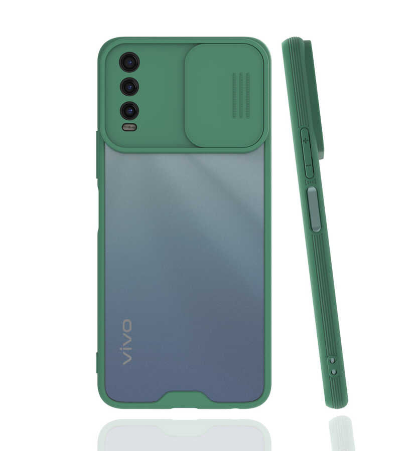 Vivo Y20S Kılıf Zore Lensi Kapak Pembe Açık