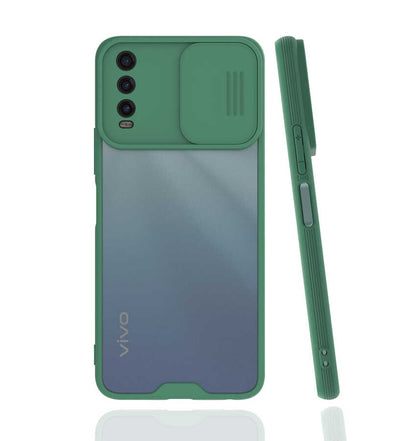 Vivo Y20S Kılıf Zore Lensi Kapak Koyu Yeşil