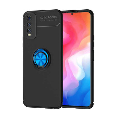 Vivo Y20S Kılıf Zore Ravel Silikon Kapak Siyah-Mavi