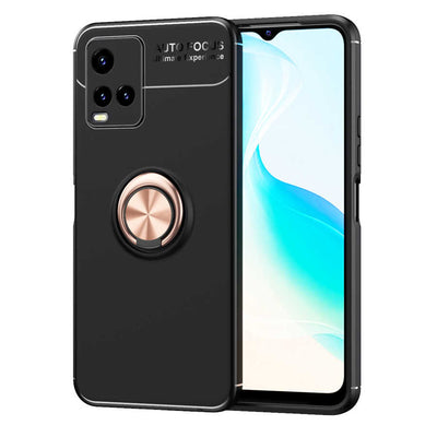 Vivo Y21S Kılıf Zore Ravel Silikon Kapak Siyah-Mavi