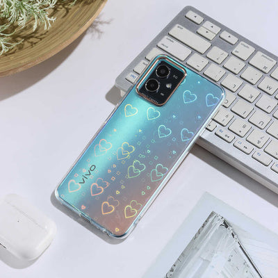 Vivo Y21S Kılıf Zore Sidney Desenli Sert Kapak Heart No1
