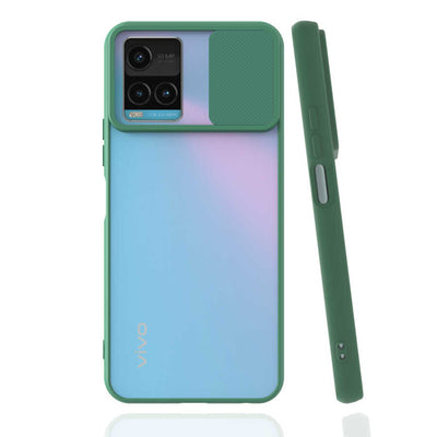 Vivo Y32 Kılıf Zore Lensi Kapak Koyu Yeşil
