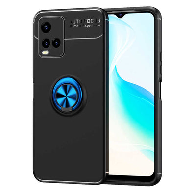 Vivo Y32 Kılıf Zore Ravel Silikon Kapak Siyah-Mavi