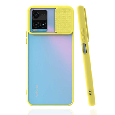 Vivo Y33S Kılıf Zore Lensi Kapak Sarı