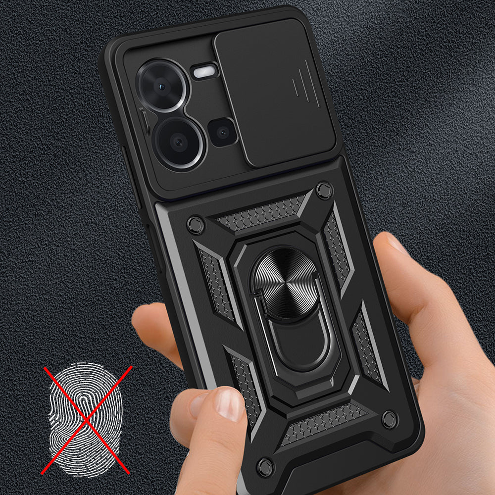 Vivo Y35 Kılıf Magnetik Standlı Kamera Korumalı Zore Sürgülü Vega Kapak