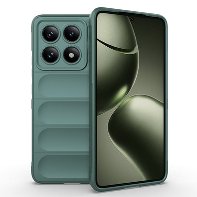 Xiaomi 14T Kılıf Esnek TPU Oyuklu Arka Yüzey Tasarımlı Zore Etnik Silikon Kapak Koyu Yeşil