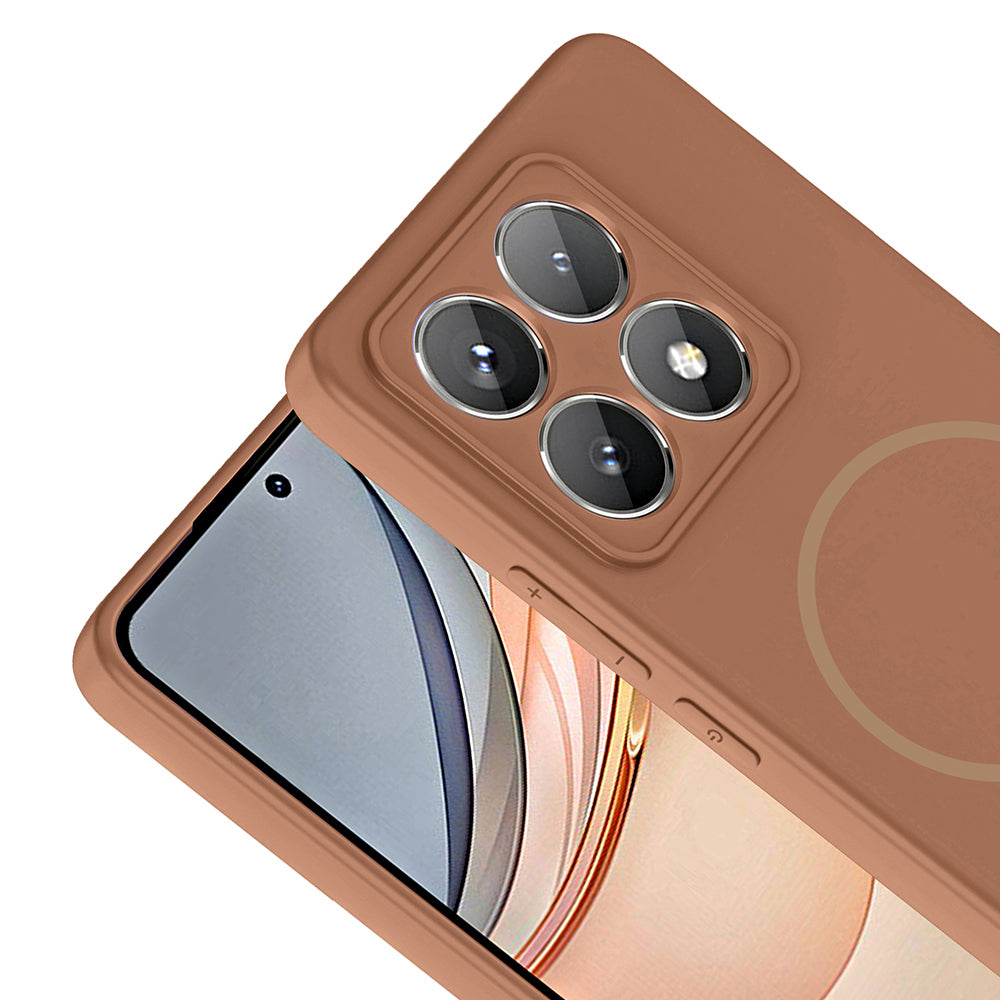Xiaomi 14T Pro Kılıf M-safe Şarj Özellikli Zore Meta Kapak Kahverengi