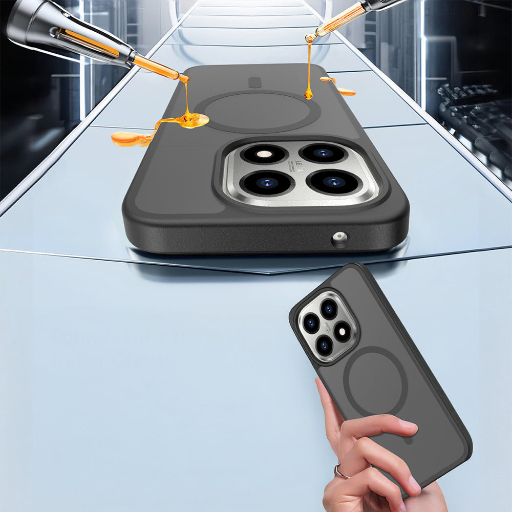 Xiaomi 15T Kılıf Sert PC Arka Yüzey Wireless Şarj Özellikli Zore Flet M-safe Kapak Siyah