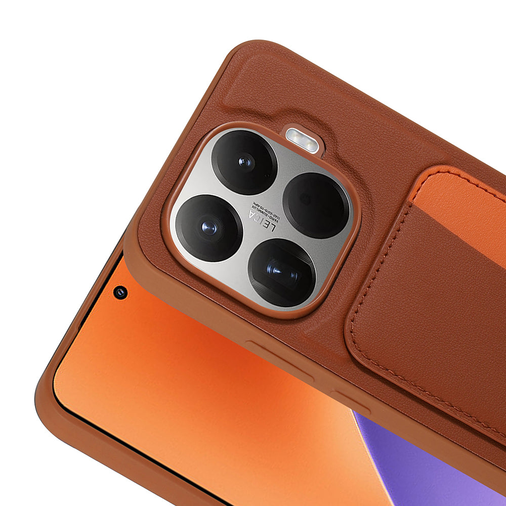 Xiaomi 15T Pro Kılıf Kartlıklı Zore X-Kart Silikon Kapak Kahverengi