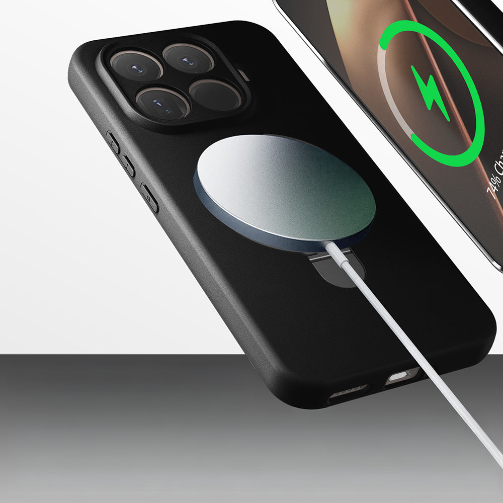 Xiaomi 15T Pro Kılıf M-safe Şarj Özellikli Standlı Zore Samara Kapak Titanyum-Gri