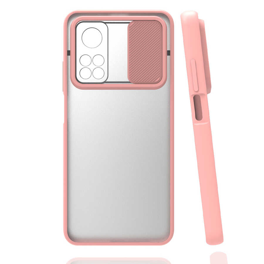 Xiaomi Mi 10T Pro 5G Kılıf Zore Lensi Kapak Pembe Açık