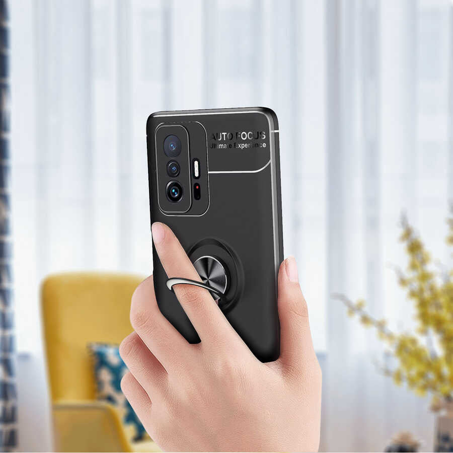 Xiaomi Mi 11T 5G Kılıf Zore Ravel Silikon Kapak Siyah-Kırmızı